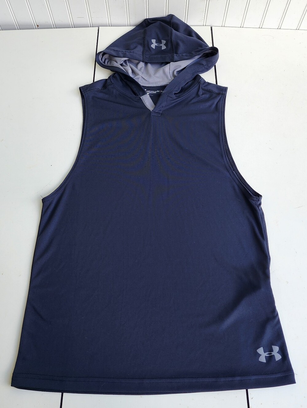 Under Armour Womans Heat Gear Loose Fit Sleeveless Hooded Top Black Sz Small